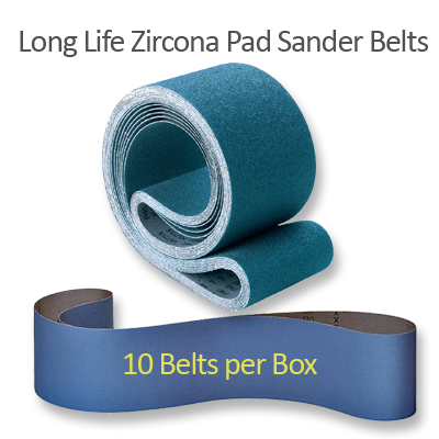 Long Life Zirconia Pad Sander Belts in Boxes of 10 Belts