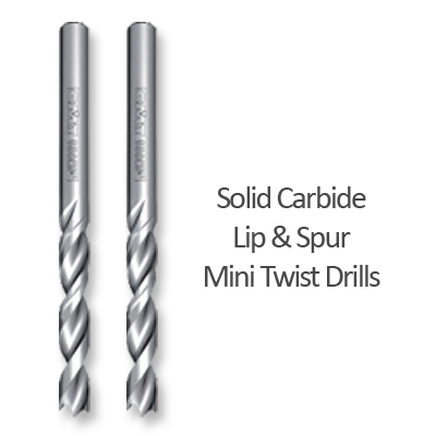 Solid Carbide Mini Lip and Spur Twist Drills