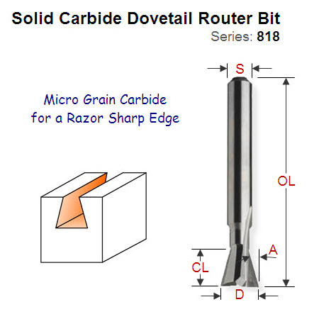 Premium Quality Dovetail Router Bit 818.080.11