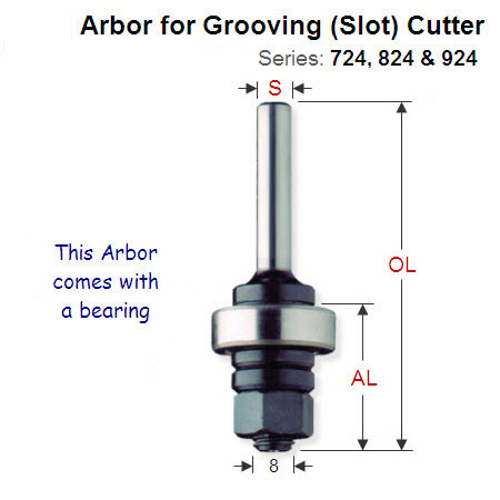 Premium Quality Slot Cutter Arbor with 22mm Bearing Bit 724.060.00
