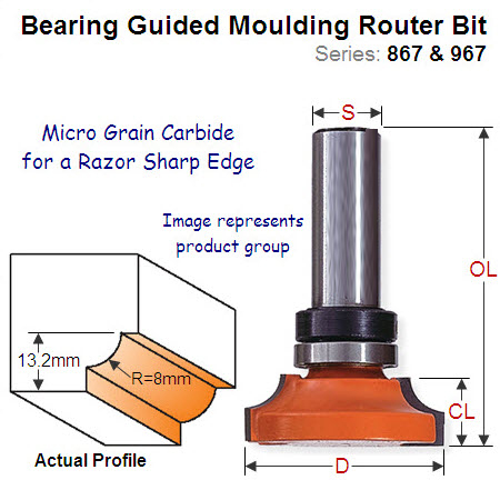 Premium Quality Bearing Guided Moulding Router Bit 867.602.11B
