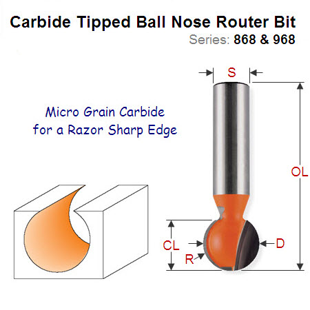 Premium Quality BallNose Router Bit 868.627.11