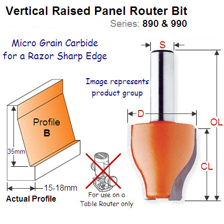 Premium Quality Vertical Raised Panel Bit-Profile B 990.602.11