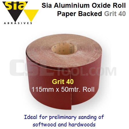 Premium Quality Aluminium Oxide Abrasive Roll 115mm x 50mtr. Grit 40