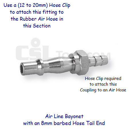 Air Line Bayonet with 8mm hose tail end