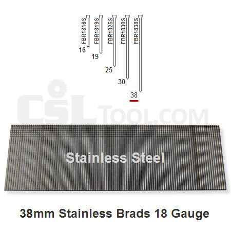 Box of 5000 18 Gauge Stainless Steel Brads 38mm Long