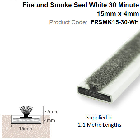Intumescent Strip 15mm x 4mm Fire + Smoke 2.1m White FRSMK15-30-WH
