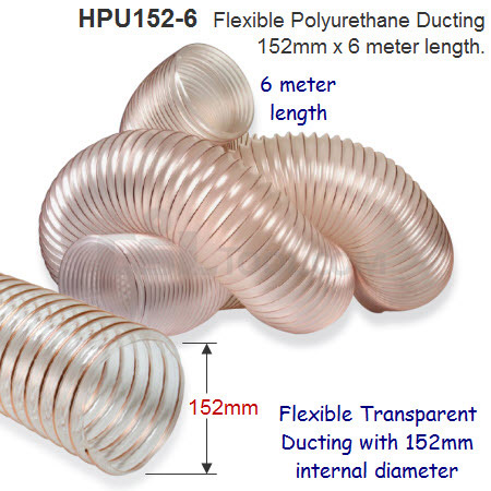 6 meter length of 152mm Flexible Polyurethane Ducting for Dust Extraction