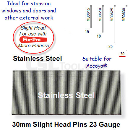 Box of 9600 23 Gauge Stainless Steel Slight Head Pins 30mm Long