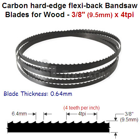 3/8" Hard edge flexi-back bandsaw blade 4tpi