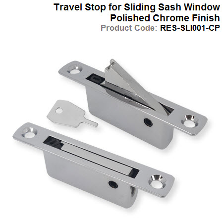 Guardian Travel Stop for Sliding Sash Window Polished Chrome Finish