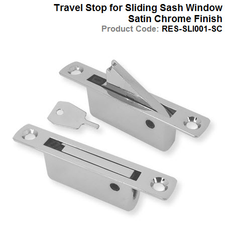 Guardian Travel Stop for Sliding Sash Window Satin Chrome Finish