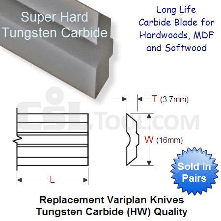 Pair of 120mm Variplan Replacement Knives Tungsten Carbide