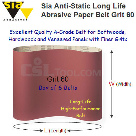 6 Pack High Performance Wide Paper Belts 970mm x 1525mm x Grit 60