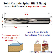 10mm Right Hand Downcut Solid Carbide Spiral (3 Flute) 194.101.11