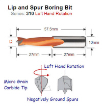Premium Quality 9.52mm Left Hand Lip and Spur Boring Bit 310.095.12