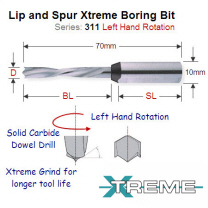 Xtreme Quality 8mm Left Hand Lip and Spur Boring Bit 311.080.22