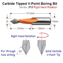 Premium Quality 10mm Right Hand V-Point Boring Bit 313.100.11
