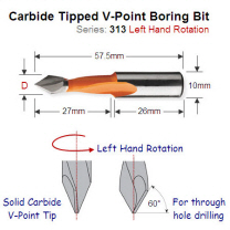Premium Quality 6mm Left Hand V-Point Boring Bit 313.060.12