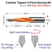 Premium Quality 4mm Right Hand V-Point Boring Bit 314.040.11