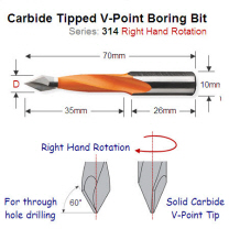 Premium Quality 9mm Right Hand V-Point Boring Bit 314.090.11