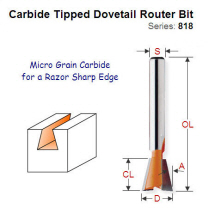 Premium Quality Dovetail Router Bit 818.128.11