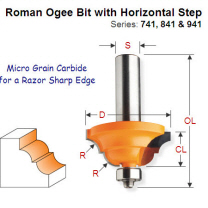 1/4" Radius Premium Quality Roman Ogee Bit with Step 841.880.11