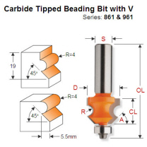 4mm Radius Premium Quality Corner Beading Bit with V Groove 961.601.11