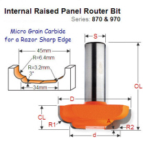 Premium Quality Raised Panel Router Bit 870.503.11