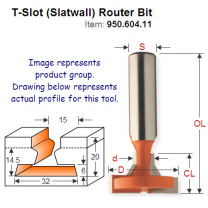 Premium Quality T-Slot (Slatwall) Bit 950.604.11