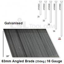 Box of 2000 16 Gauge Angled Galvanised Brads (20 degree) 63mm Long