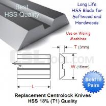 Pair of 310mm Replacement Centrolock Knives HSS 18% Grade