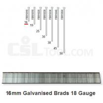Box of 5000 18 Gauge Galvanised Brads 16mm Long