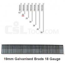 Box of 5000 18 Gauge Galvanised Brads 19mm Long