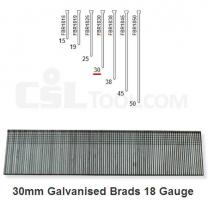 Box of 5000 18 Gauge Galvanised Brads 30mm Long