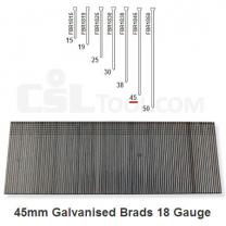 Box of 5000 18 Gauge Galvanised Brads 45mm Long