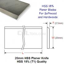 One Piece 20mm Wide HSS 18% (T1) Planer Knife 180mm Long