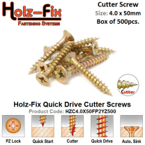 Holz-Fix high performance 4.0 x 50 Pozi Cutter Screw Box of 500 Pcs.