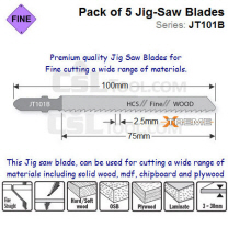 Pack of 5 Jig Saw Blades for Fine Cutting Solid Wood and Wood Panel Material JT101B-5