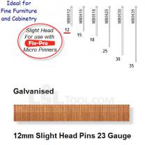 Box of 9600 23 Gauge Galvanised Slight Head Pins 12mm Long