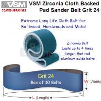10 Pack Long Life Narrow Cloth Belts 150mm x 6870mm x Grit 24 Zirconia