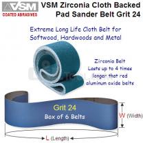 6 Pack Long Life Narrow Cloth Belts 150mm x 6950mm x Grit 24 Zirconia