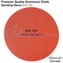 Box of 50 Velcro Backed 150mm Diameter 120 Grit No Hole Sanding Discs