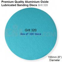 Box of 100 Velcro Backed 150mm Diameter 320 Grit Lubricated No Hole Sanding Discs