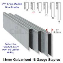 Box of 5000 18 Gauge Medium Wire Galvanised Staples 6mm Wide 18mm Long
