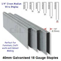 Box of 5000 18 Gauge Medium Wire Galvanised Staples 6mm Wide 40mm Long