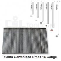 Box of 2000 16 Gauge Galvanised Brads 50mm Long