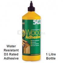 Everbuild 502 PVA D3 Water Resistant Wood Adhesive 1 Litre Bottle WOOD1